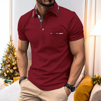 Herren Kurzarmhemd Modern mit Brusttasche und V-Ausschnitt - BerlinGlamour