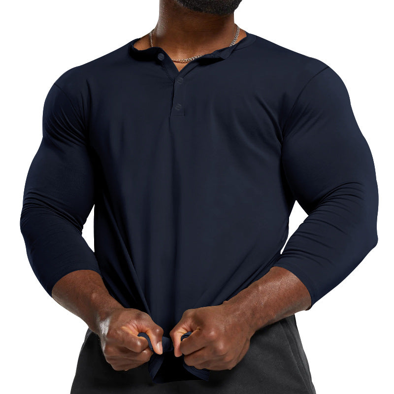 Herren Langarmshirt Modern Knopfleiste Slim Fit