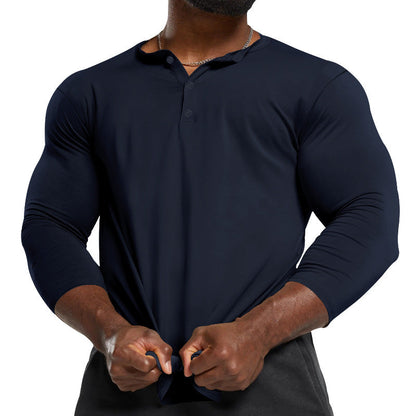 Herren Langarmshirt Modern Knopfleiste Slim Fit