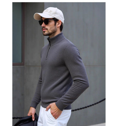 Herren Rollkragenpullover Modern Struktur Design Schwarz