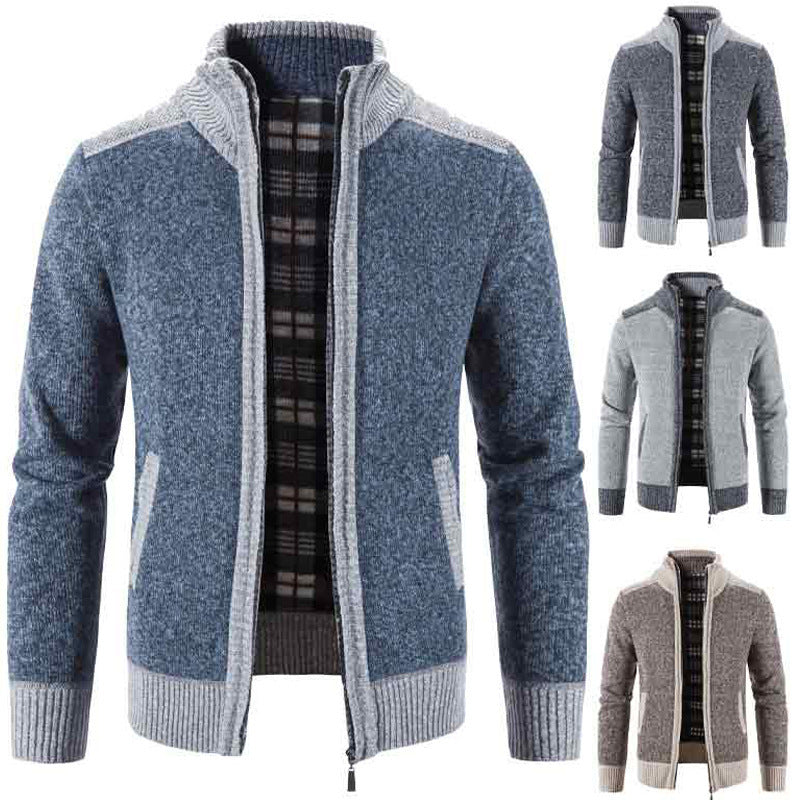 Herren Strickjacke Stehkragen Modern Strukturiert - BerlinGlamour