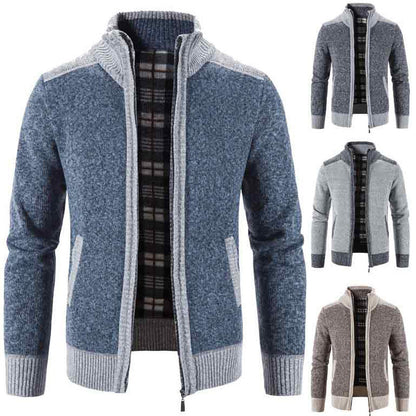 Herren Strickjacke Stehkragen Modern Strukturiert - BerlinGlamour