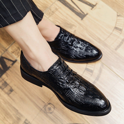 Damen Schnürschuhe Elegantes Krokodil Design Schwarz Stilvoll