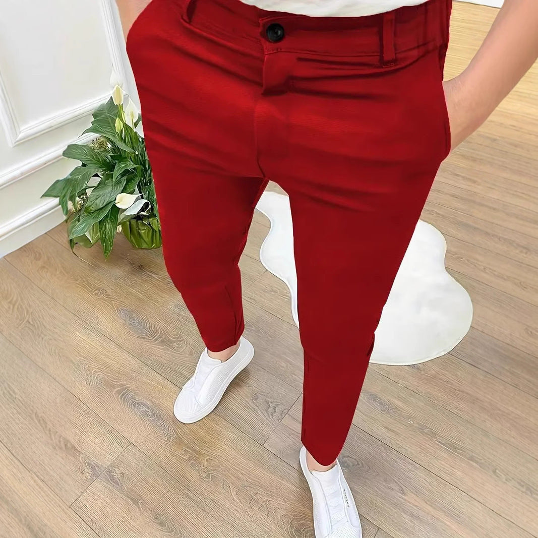 Herren SlimFit Hose Elastisch Mit Taschen Schwarz