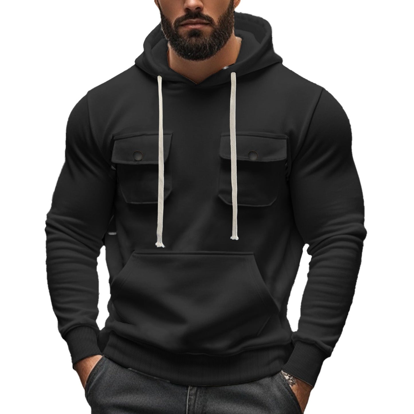 Herren Kapuzenpullover Modern mit Pattentaschen und Cool Design