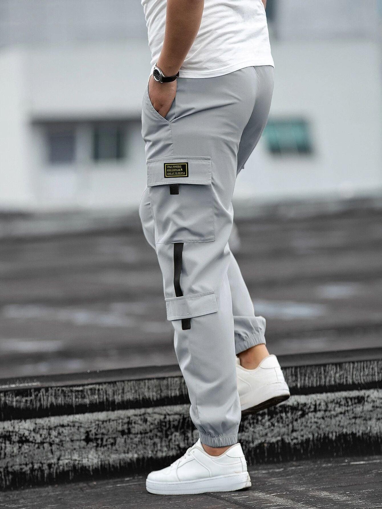 Herren Cargo-Hose Funktionstaschen Elastischer Bund Modern