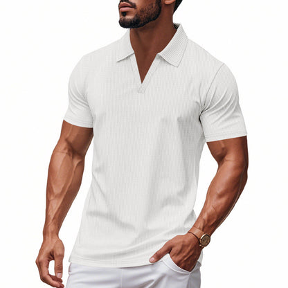 Herren Poloshirt Modern V-Ausschnitt Strukturiert