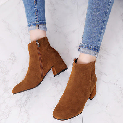 Damen Stiefeletten Elegant Reißverschluss Weich Lederobermaterial