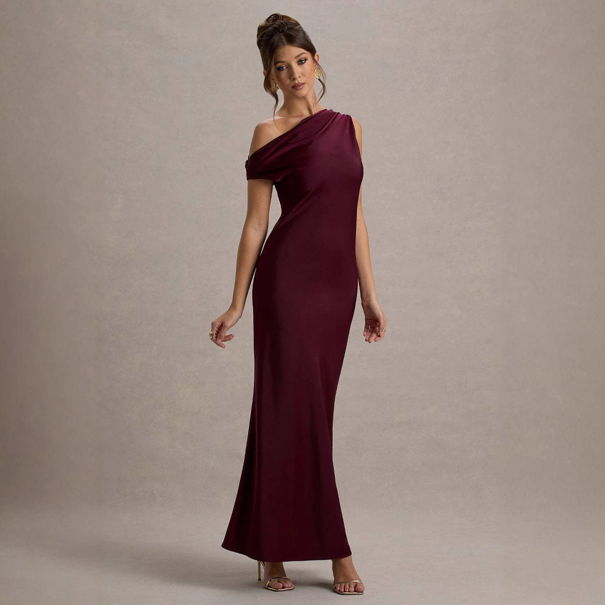 Elegantes Abendkleid Damen Asymmetrisch Figurnah