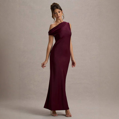 Elegantes Abendkleid Damen Asymmetrisch Figurnah
