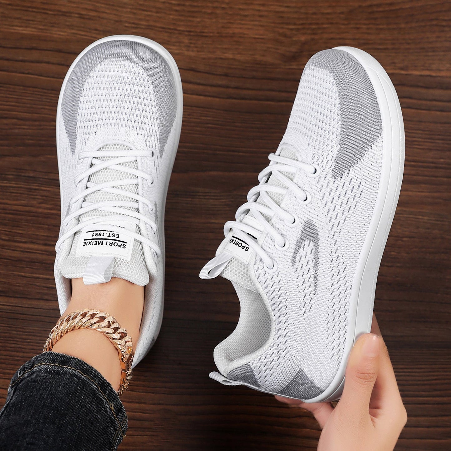 Damen Sport-Sneaker Mesh Atmungsaktiv Laufschuhe