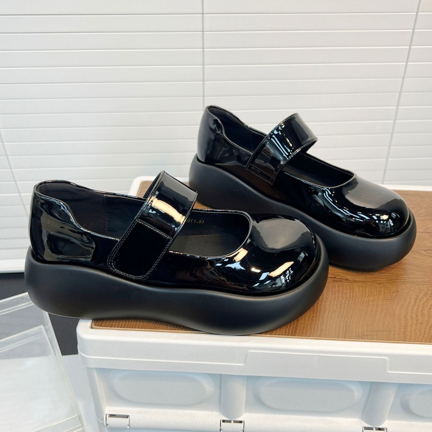 Damen Plateau Schnürschuhe High Heel Klettverschluss Modern
