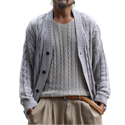 Herren Strickjacke Knopfverschluss Strukturiert Modern