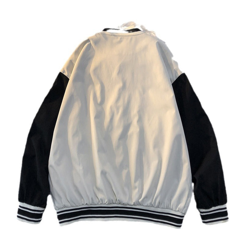 Herren Collegejacke Gestickt Logo Kontrast Ärmel Modern