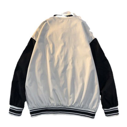 Herren Collegejacke Gestickt Logo Kontrast Ärmel Modern