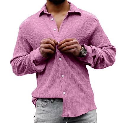 Herren Langarmhemd Lässig Strukturiert Casual