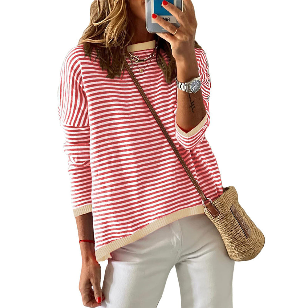 Damen Pullover Lässig Gestreift Modern
