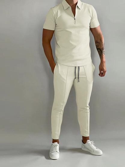 Herren Polo-Shirt Sportlich Slim-Fit mit Reißverschluss Modern