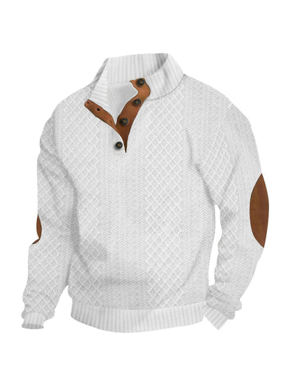 Herren Strickpullover Meliert Knopfleiste Modern