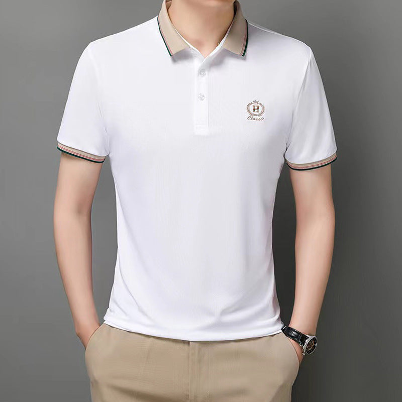 Herren Poloshirt Atmungsaktiv Kontrastkragen Elegant