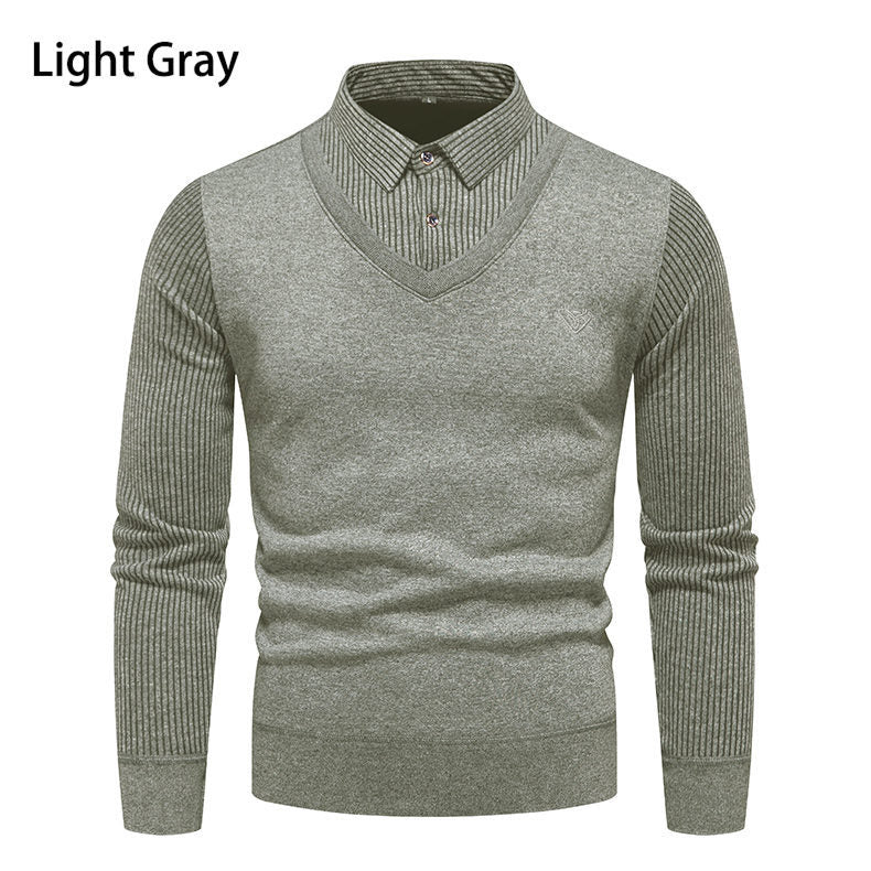 Herren Strickpullover V-Ausschnitt Modern Rippenmuster