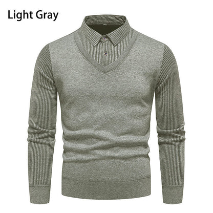 Herren Strickpullover V-Ausschnitt Modern Rippenmuster