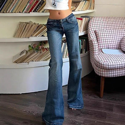 Damen Highwaist Jeans Stretch Flared Bequem