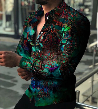 Herren Langarmshirt Modern mit Trendmotiven und Slimfit