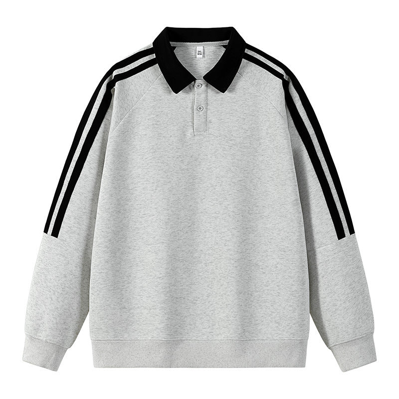 Herren Sweat Pullover Sportlich mit Polo Kragen Moderne