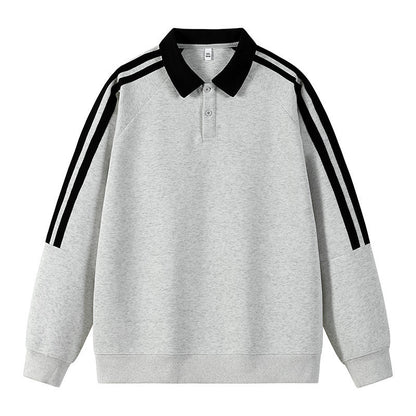 Herren Sweat Pullover Sportlich mit Polo Kragen Moderne