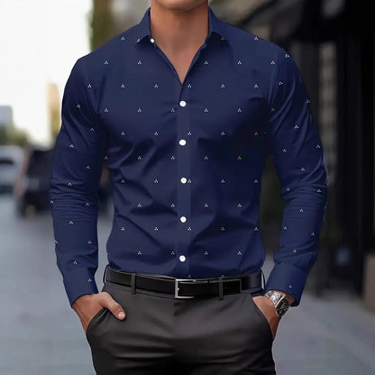 Herren Langarmhemd Elegantes Punktemuster Modern