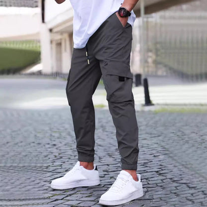 Herren Cargo-Hose Elastisch Reißverschluss Taschen Bequem