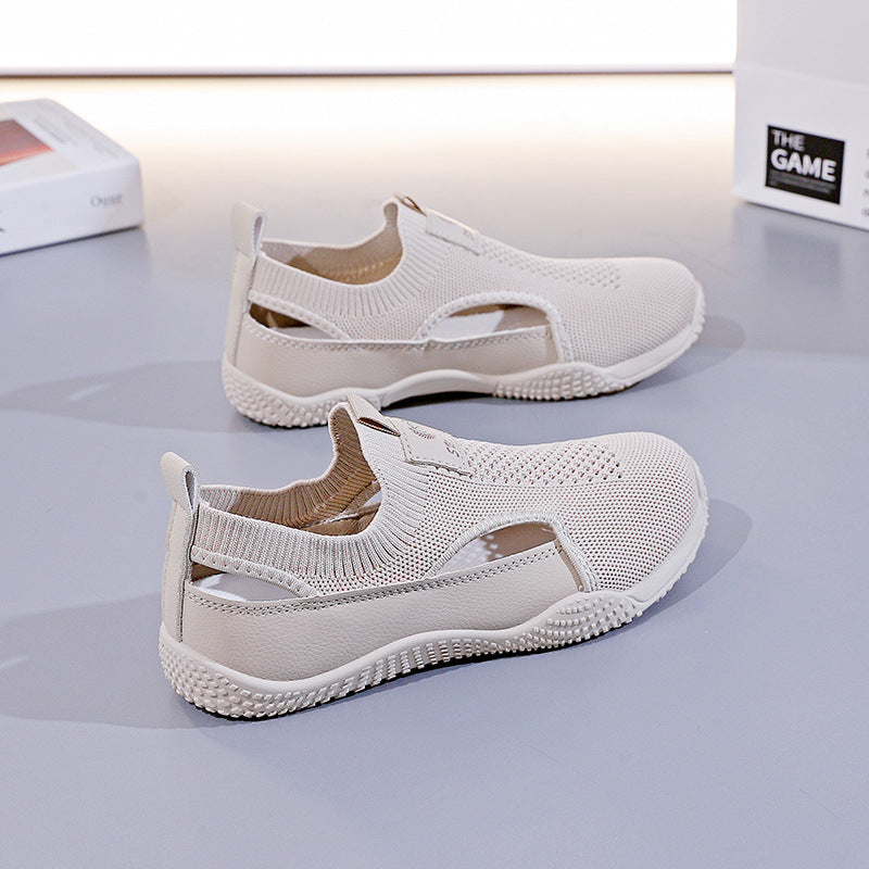 Damen Laufschuhe Atmungsaktiv mit elastischem Strickdesign und rutschfester Sohle