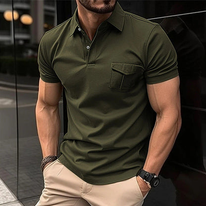 Herren Poloshirt Modern mit Brusttasche und Slim-Fit