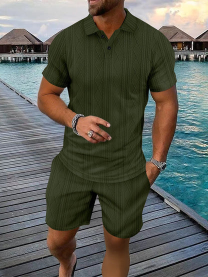 Herren Poloshirt Kurzarm mit Struktur Optik Sommer
