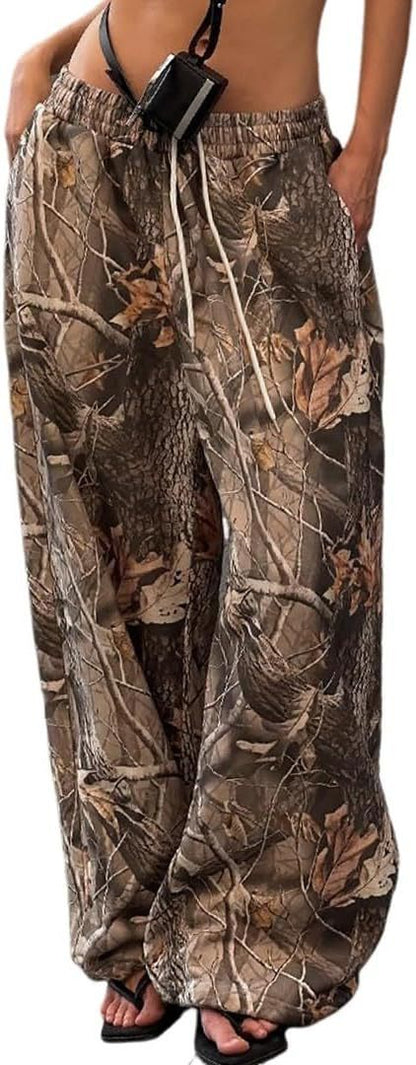 Damen Cargohose Hochtailliert Allover-Muster Trendy