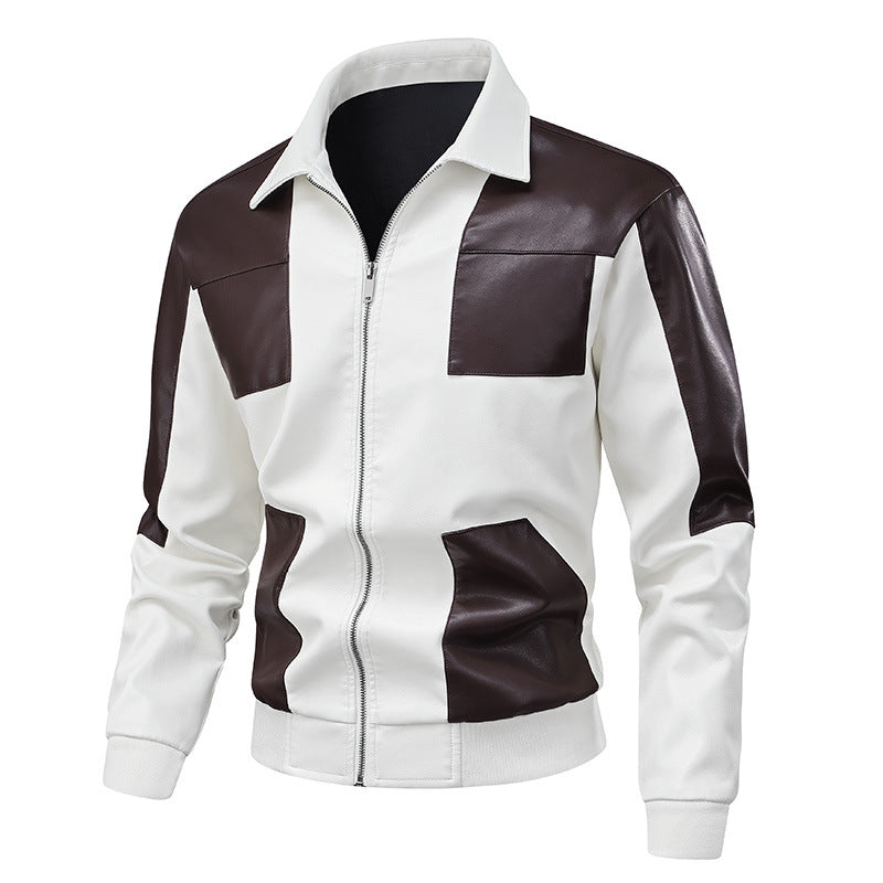 Lederjacke Herren Retro-Stil Elegant Schwarz