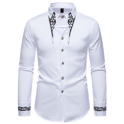 Herren elegante Langarmhemd mit kunstvollem Kragen BerlinGlamour