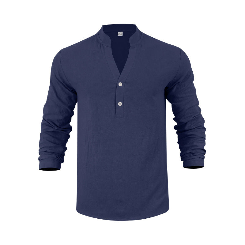 Herren Langarmshirt Bequem Lässig Knopfverschluss