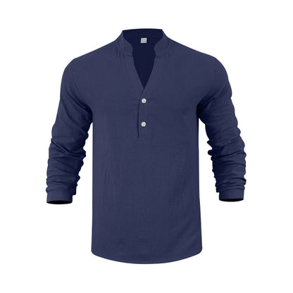 Herren Langarmshirt Bequem Lässig Knopfverschluss