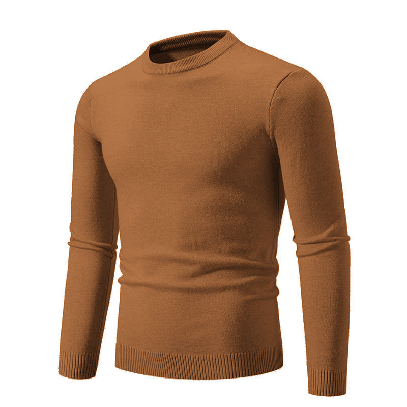 Herren Strickpullover Rundhals Feinripp Optik