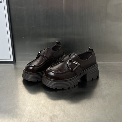 Damen Loafers Chunky Schnallenverschluss Größe 36-42