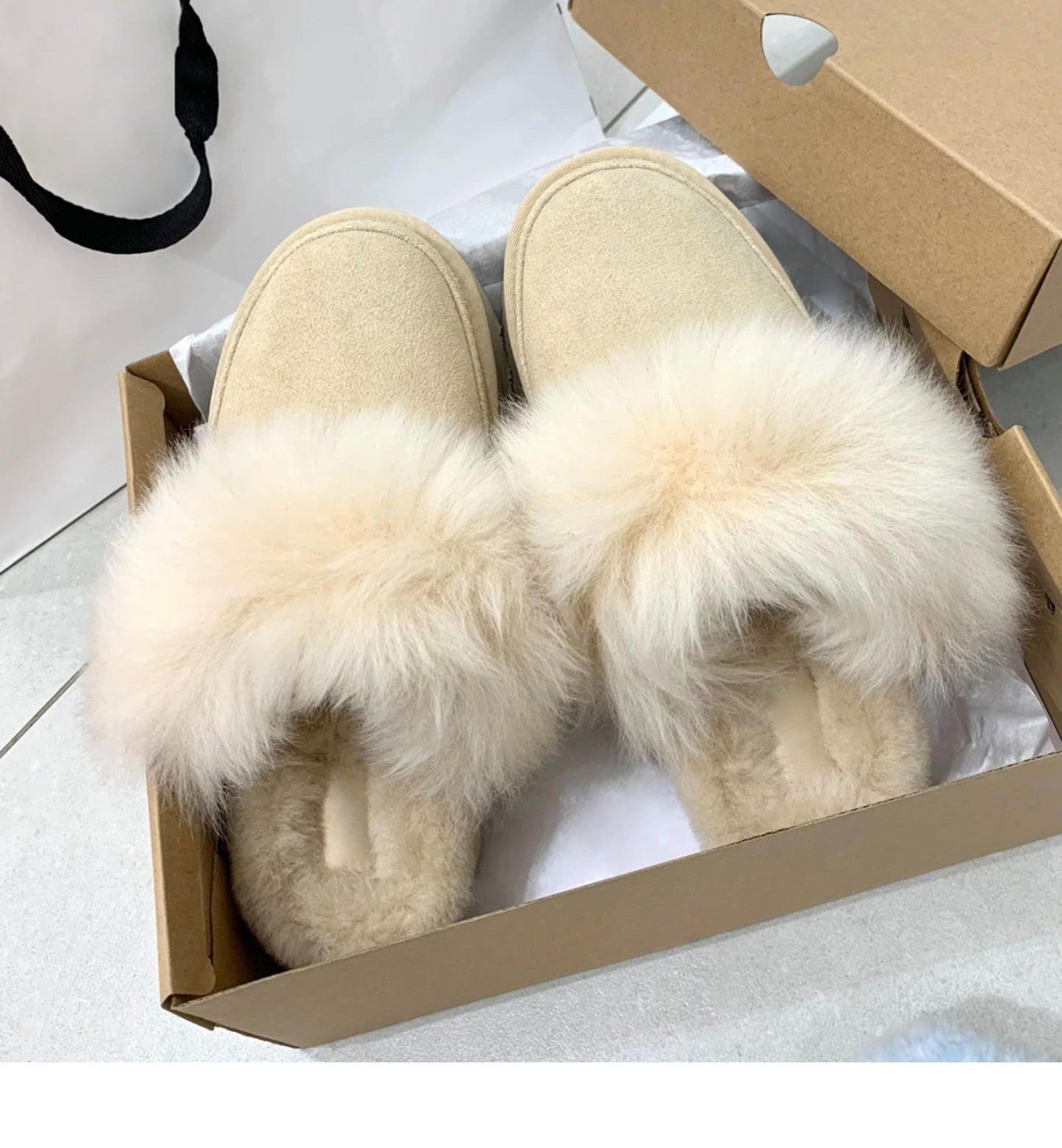 Damen Hausschuhe Flauschig Warm mit Fleece und rutschfester Sohle
