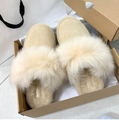 Damen Hausschuhe Flauschig Warm mit Fleece und rutschfester Sohle