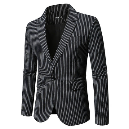 Herren Anzugjacke Moderne Streifenmuster Elegant Schwarz