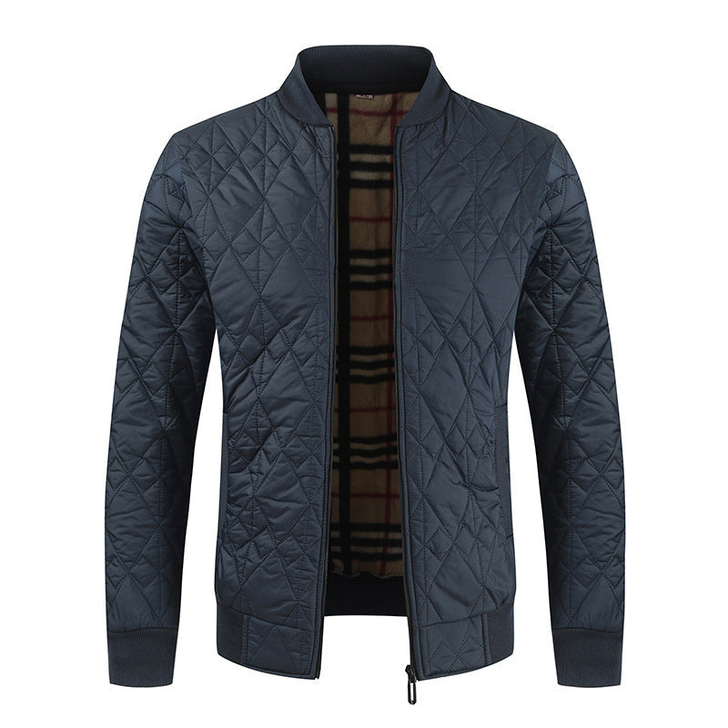 Herren Bomberjacke Warm Wattierte Karomuster Jacke Modern - BerlinGlamour