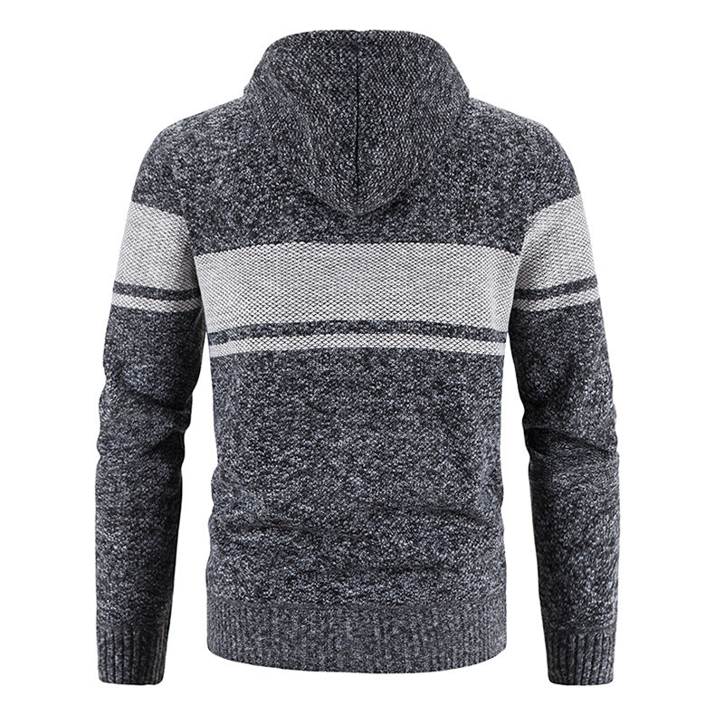 Herren Strickjacke Kapuze Strukturiert Modern