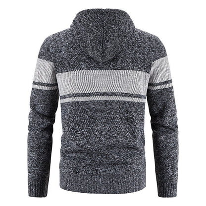 Herren Strickjacke Kapuze Strukturiert Modern