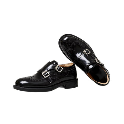 Damen Schuhe Doppelmonk Elegante Perforiert Schwarz