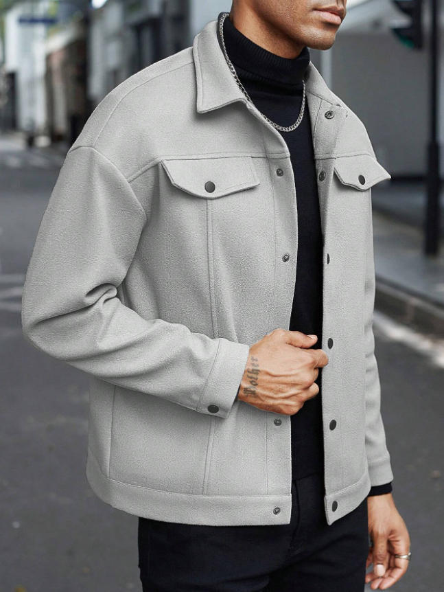 Herren Overshirt Jacke Lässig Modern Mit Details